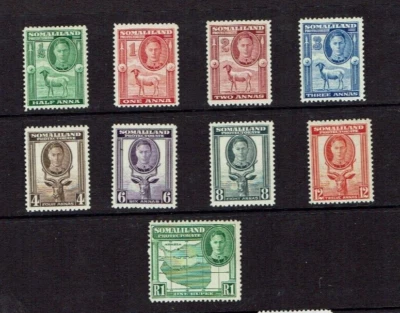 Somaliland Protectorate: 1942, KG VI definitive, Full Face, short set to 1R MNH - Image 1 of 2