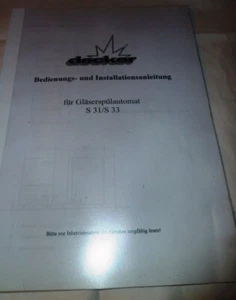 Bedienungsanleitung decker Gläserspülautomat S31/S33 - Bild 1 von 5