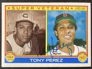 Tony Perez Signed 1983 O-Pee-Chee #74 Baseball Card Expos Reds Auto HOF WSC TPG - Picture 1 of 2