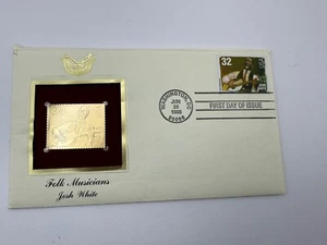 Josh White Commemorative Gold Stamp And First Day Of Issue 1998 Folk Musicians - Picture 1 of 5