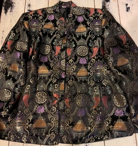 Asian Jacket Black Gold SilkyLined W XXXL - Picture 1 of 12