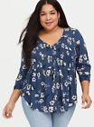 Torrid Crinkle Gauze Smocked Button-Front Top Floral Print Size 1X