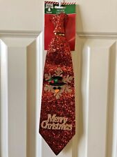 Christmas Snowman Red Gold Glitter Holiday Xmas Neck Felt Tie New FREE SHIPPING
