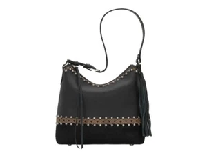 American West Western Handbag Shoulder Studded Black Hair On 1020381 - Picture 1 of 3