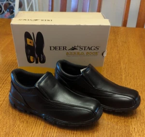 NEW WITH BOX - DEER STAGS- Boys Black Recess Dress Shoes 4M - Picture 1 of 9