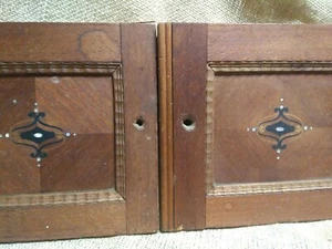 2 CUPBOARD Doors Carved Trim antique Inlay mother of pearl spanish Mexico rococo - Picture 1 of 12