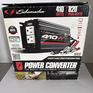 Schumacher 410W Power Converter 2 AC Outlet 1 USB Port 12v Input 120v AC 60hz - Picture 1 of 10