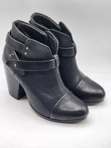 Rag & Bone Harrow Boot Black 6 Strap Heel Bootie Leather Classy New York Sleek - Picture 1 of 9