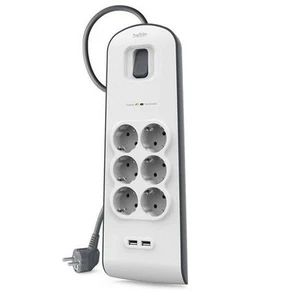 Multiprise 6 Prises avec Interrupteur Belkin BSV604vf2M 2 m USB x 2 - Afbeelding 1 van 1