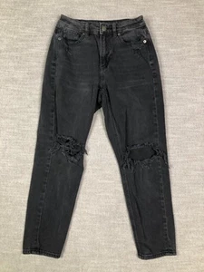 American Eagle Mom Jeans Damen 000 x kurz schwarz Mid Rise Distressed Stretch - Bild 1 von 11