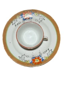 Juego de platos de té de porcelana infantil vintage Lusterware pintado a mano, hecho en Japón - Imagen 1 de 5