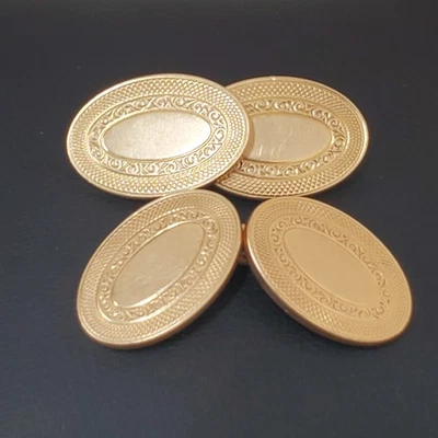 Vintage Krementz Gold Plate Chain Cufflinks Art Deco Oval - Image 1 of 4