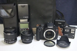 Canon EOS Rebel T7 24.1MP DSLR w/Canon EF-S 18-55mm f/3.5-5.6 IS II & 50mm Lens - Picture 1 of 23