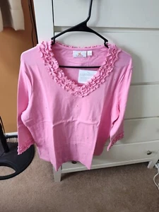 WOMEN'S QUACKER FACTORY SET OF 2 T SHIRTS WITH RHINESTONES NEW A93287 SIZE LARGE - Picture 1 of 6