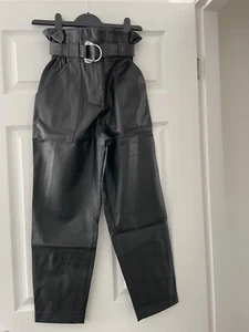 Ladies River Island Black Faux Leather Paper Bag Waist Size 6 - Picture 1 of 6