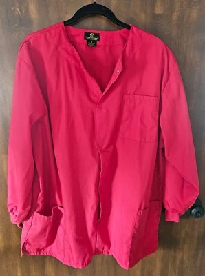 Natural Uniforms Natural Comfort Red Lab Coat Size XL 3 Pockets Ribbed Cuffs - Image 1 of 4