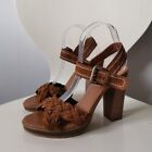 dune suede leather sandal heels uk 6.5 tan brown boho summer holiday glam
