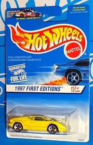 Hot Wheels 1997 First Editions #510 25th Anniversary Lamborghini Countach Yellow - Picture 1 of 2
