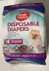 12 Pack. SIMPLE SOLUTION DISPOSABLE DIAPERS XS/Toy. Waist:9”-14”. InstaShield. D - Picture 1 of 2