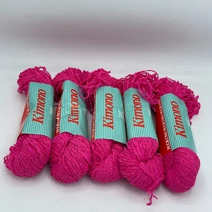 4 madejas kimono hilo merino Japón nailon, acrílico rosa brillante Boucle - Imagen 1 de 10
