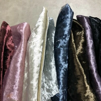 Crushed Velvet Jewel Fabric For Upholstery & Curtains Quality Fabric Per Metre - Image 1 of 3