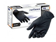 100 Guanti In Nitrile R78 Neri gr. 4,0 Misure XS S M L XL Reflexx