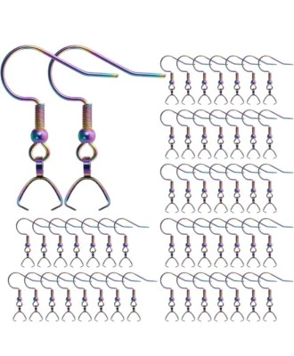 Ganchos de palanca para pendientes de acero inoxidable 304 de 40 piezas - fianzas de pellizco - arco iris Foto 1 de 3