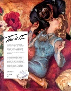 Jabón Navy Sailor Kissing His Girl John LaGatta Woodbury ESTE ES 1944 anuncio impreso - Imagen 1 de 1