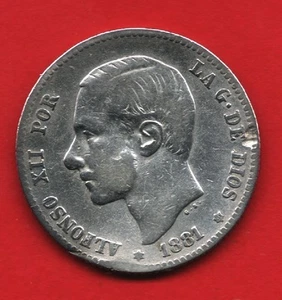 Alfonso XII 1 peseta 1881 *81 Rara NL165 - Picture 1 of 2