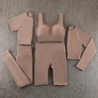 Nuevo conjunto de yoga sin costuras para mujeres entrenamiento ropa deportiva gimnasio ropa fitness manga larga Foto 1 de 4