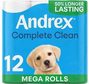 Andrex Complete Clean Mega Toilet Roll - 12 Mega XL Rolls - 3600 Total Sheets - Picture 1 of 6