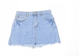 FOREVER 21 Womens Blue Cotton Blend A-Line Skirt Size W28 Button - Picture 1 of 10