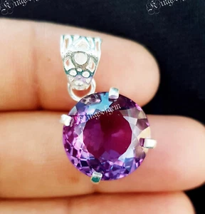 22+ Ct Color Change Alexandrite German Silver Solitaire Round Loose Gemstone - Picture 1 of 6