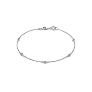 Round Amethyst 5 Stone Station Bracelet 1/10 ctw 14K Gold JP: 26079 - Picture 1 of 16