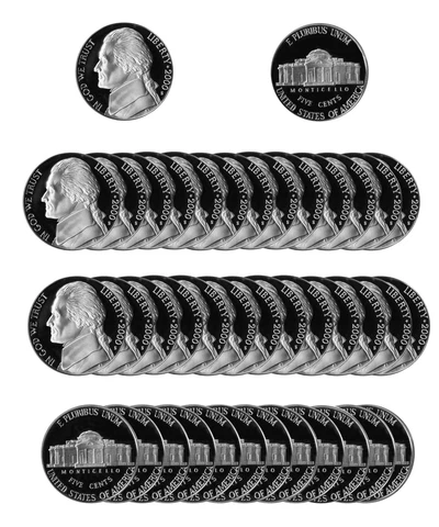 2000 Gem Deep Cameo Proof Jefferson Nickel Roll 40 US Coins Cover