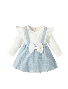 Baby Girl Clothes Newborn Romper Dress Long Ruffle Sleeve Outfits Floral Susp... - Picture 1 of 8