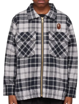 Chaqueta Bape Kids Check Ape Head Patch Cremallera Jr Gris Talla 160 K Foto 1 de 2