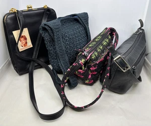 Lot Of 4 Black Purses Shoulder Bags Kathie Lee NWT Tignanello 2 Unbranded Cloth - Picture 1 of 24