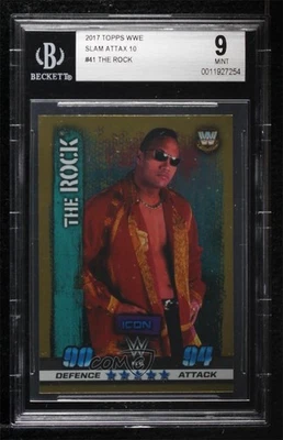 2017 Topps WWE Slam Attax 10th Edition The Rock (Gold Foil) #41 BGS 9 MINT - Image 1 of 2