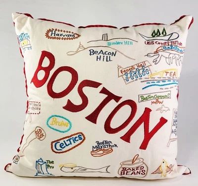 Funda de almohada Boston bordada Landmarks, Cloud 9, 18"x17", ¡regalo único! Foto 1 de 4