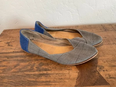 Toms Gray Plaid Jutti Pointed Toe Flats Blue 8 - Image 1 of 4