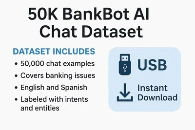 50K BankBot AI Chat Dataset | Multilingual, Labeled, USB or Instant Download - Image 1 of 2