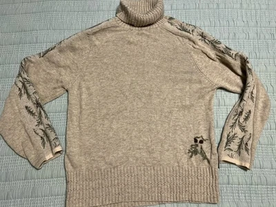 Suéter Woolrich Mujer Mediano Caqui Beige Cuello Alto Mezcla Lana de Cordero Pullover Foto 1 de 4