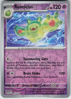 Pokemon Reuniclus 072/162 SV05: Temporal Forces NM Reverse Holo card - Image 1 of 2