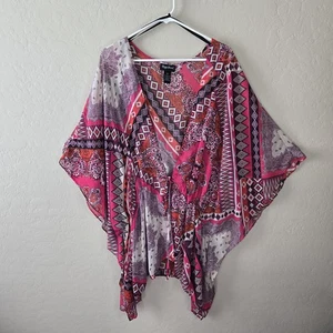 Maggie Barnes Womens 2X Open Cardigan Sheer Fairy Boho Pink Kimono Sleeve - Picture 1 of 11