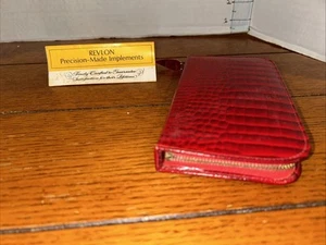 VINTAGE REVLON  COMPLETE 6pc. MANICURE  SET RED  LEATHER CASE MADE IN AUSTRIA - Picture 1 of 11