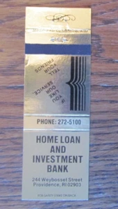 PROVIDENCE, RHODE ISLAND STREICHHOLZBUCHHÜLLE: WOHNUNGSBAUDARLEHEN INVESTMENTBANK STREICHHOLZHÜLLE B - Bild 1 von 1