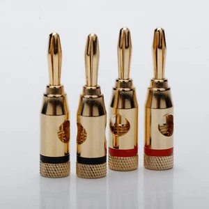 4 PCS Musical Audio Speaker Cable Wire Connector 24K Gold Plated 4mm Banana Plug - Picture 1 of 14