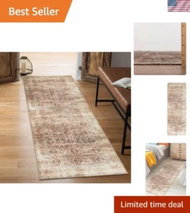 Elegant Vintage Moroccan Runner Rug, 2'6'' x 12', Machine Washable & Non-Slip - Picture 1 of 11