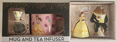 Disney La Bella y la Bestia Princesa Taza Infusor de Té + Juego de Sal Pimienta Agitadores Foto 1 de 4